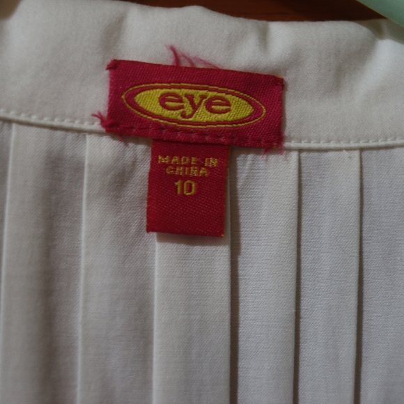 Vintage Eye White Pleated Ruffle Collared Long Sleeve Button Down Shirt Top 10 - Picture 13 of 14